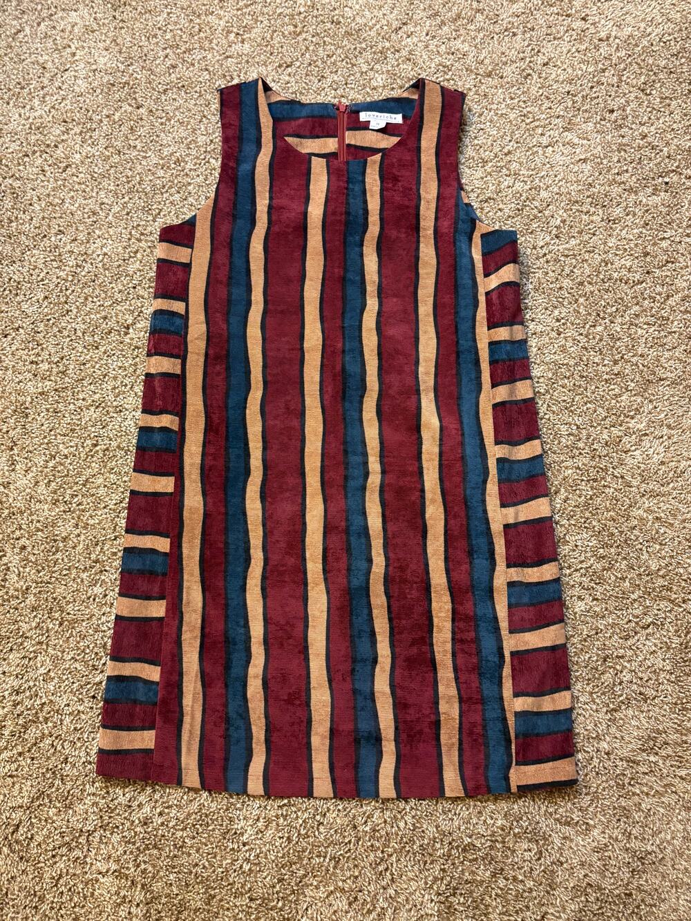 Loveriche Sleeveless Striped Corduroy Dress Womens Size Medium